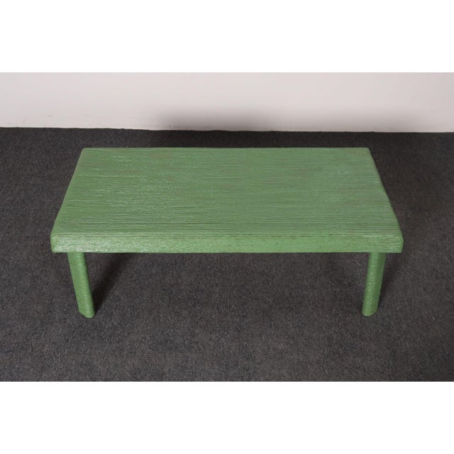 Vintage Mint Green Jute Wrapped Wooden Coffee / Cocktail Table For Sale - Image 11 of 18