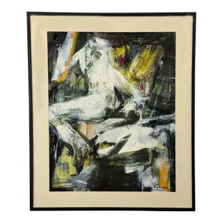 Yellow and Black Abstract Painting by Vahan For Sale