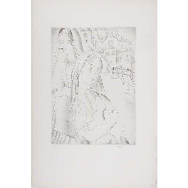 Mily Possoz, Two Young Peasant Women, Original Signed Engraving For Sale - Image 11 of 11