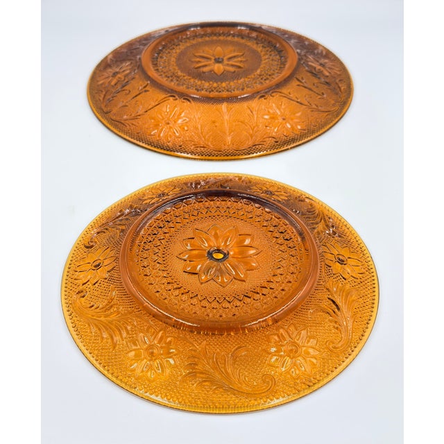 1960s 1960s Indiana Sandwich Glass Tiara Amber 2-Tier Plate Serving Tray For Sale - Image 5 of 5