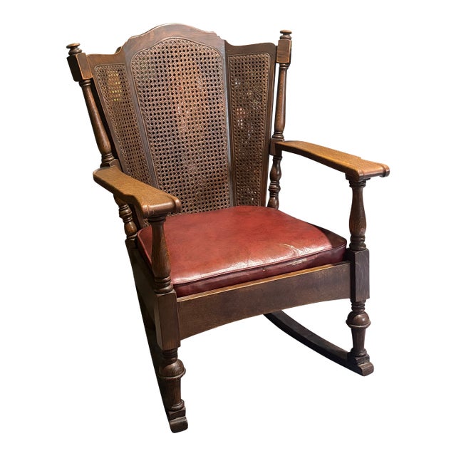 Stickley Bros. Co Grand Rapids Mission Oak Cane-Back Rocking Chair For Sale