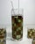 Mid 20th Century Vintage Mid-Century Modern Green & Gold Geometric Martini Pitcher & Glasses – 8-Piece Set For Sale - Image 5 of 15