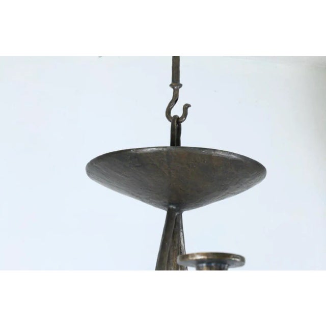 Bronze Eight Candles Chandelier by Tom Corbin For Sale - Image 8 of 13