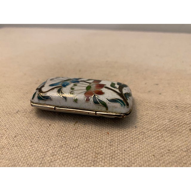 Metal Early 20th Century Vintage Cloisonné HInged Rectangular Pill Box For Sale - Image 7 of 8