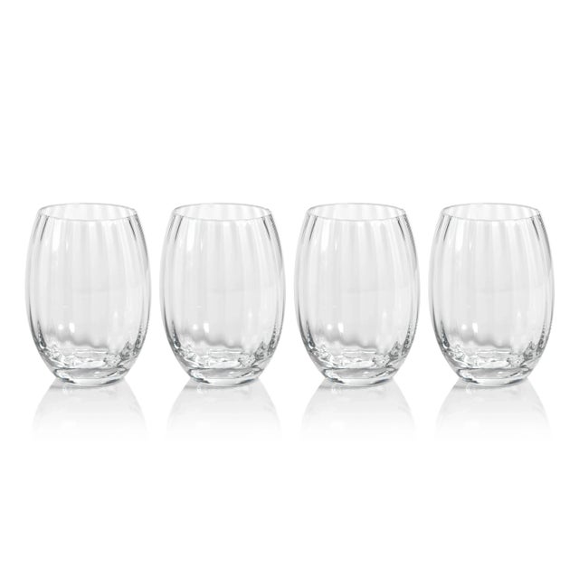 Malden Optic Stemless All-Purpose Glasses - Clear, Set of 4 For Sale - Image 4 of 4