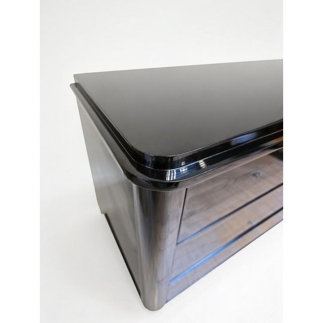 Biedermeier Chest of Drawers in Polished Blackened Wood For Sale - Image 3 of 12