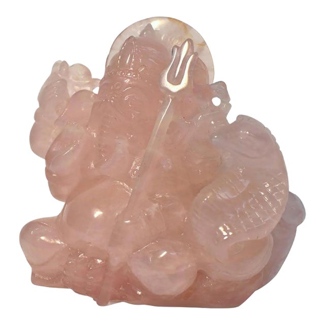 Rose Quartz Ganesh Statue For Sale