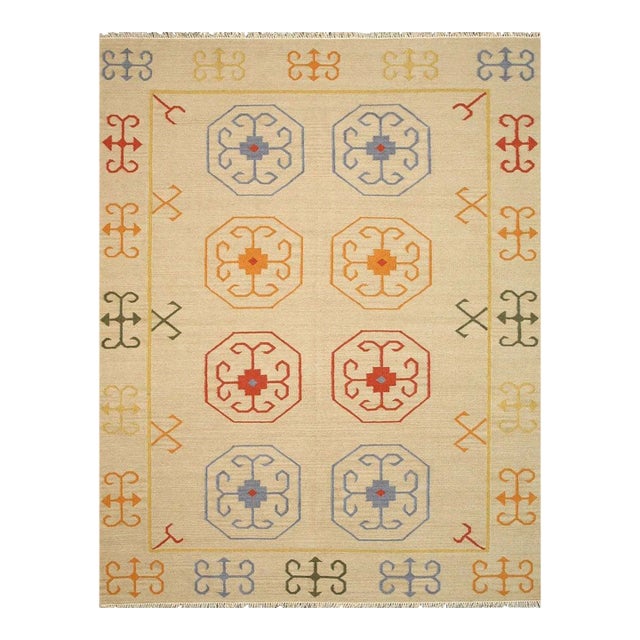 5'6"x10 Harlow Kilim Ivory Nan Floral Traditional Flatweave Wool Carpet Rug For Sale