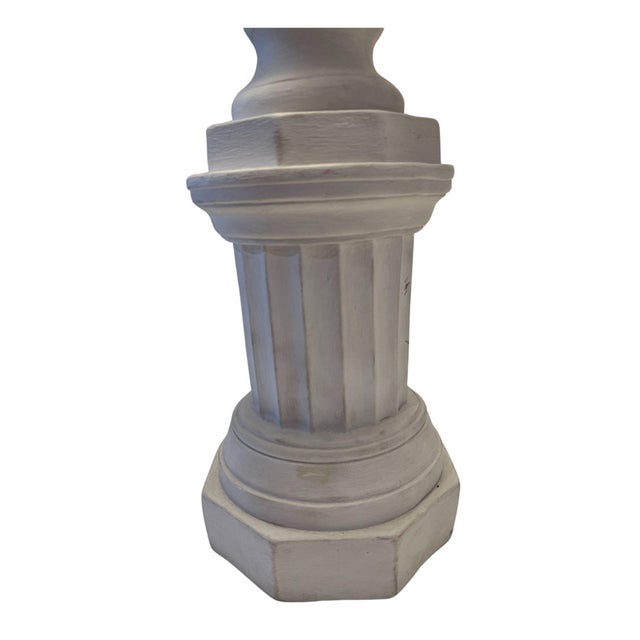 White Vintage Plaster Bust Table Lamp With Shade For Sale - Image 8 of 12