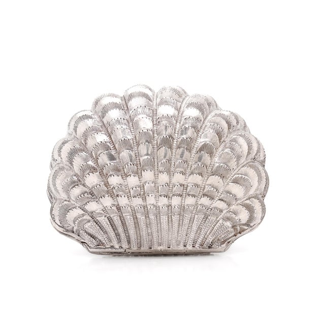 Rare Antique Hilliard & Thomason Sterling Silver Clam Shell Form Nutmeg Grater For Sale - Image 4 of 18