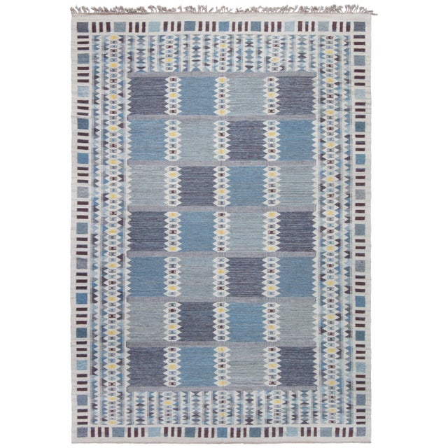 Flatweave Modern Geometric Stripe Slate Gray Rug "Cresta" by Doris Leslie Blau For Sale