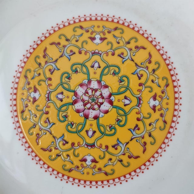 Chinese Ceramic Plate,Qianlong Marked Famille Rose Porcelain Plate Hand Painted Flowers Pattern For Sale - Image 10 of 10