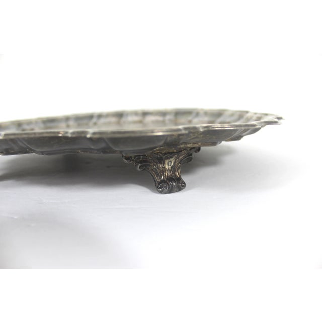 English Vintage Silver Plated Footed Serving Platter Tray With Feet For Sale - Image 3 of 10