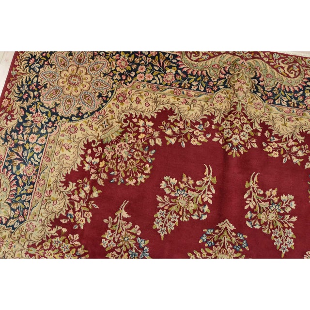 Textile Kerman Rug 7′ X 13’7” Red Wool Vintage Traditional Hand-Knotted Carpet For Sale - Image 7 of 14