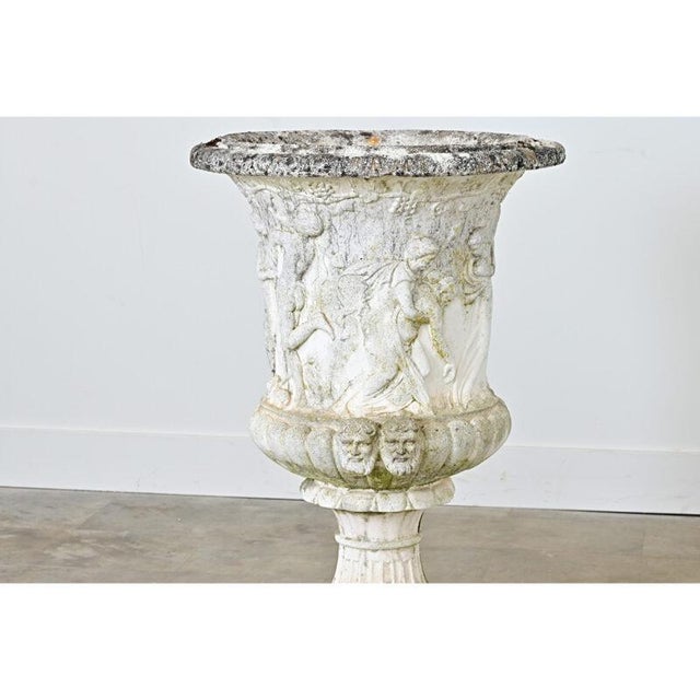 English Circa 1900 Cast Stone Medici Urn with Figurative Motif For Sale - Image 4 of 13