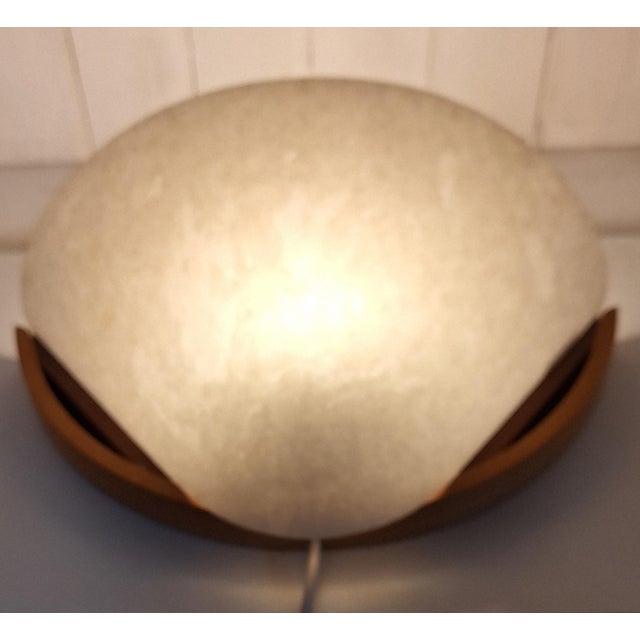 Vintage Beech and Teak Wall Lamp with Lunopal Shade from Domus, 1970s For Sale - Image 3 of 8