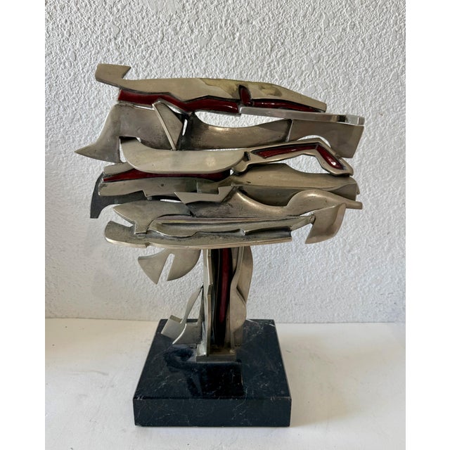 Studio Del Campo, Studio Del Campo Italian Brutalist Abstract Sculpture Steel Enamel 1978 Turin For Sale - Image 9 of 12