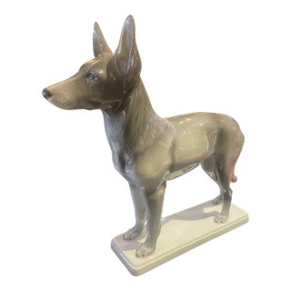 1930s Porcelain Hutschen Reuther German Shepherd by Max Daniel Herman Fritz Marked For Sale