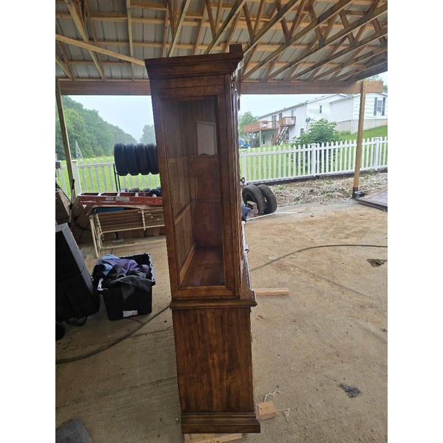Mid 20th Century Mid 20th Century Stanley Burl Walnut & Marquetry China Cabinet Display Hutch For Sale - Image 5 of 9