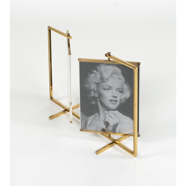 Mid-Century Modern Brass and Acrylic Swivel Picture Frame, 1950s For Sale - Image 18 of 18