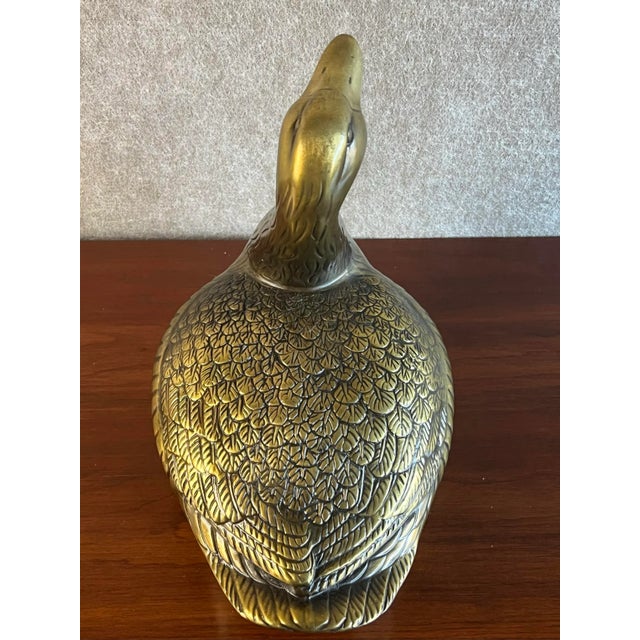 Gold Large Vintage Brass Goose or Duck For Sale - Image 8 of 12