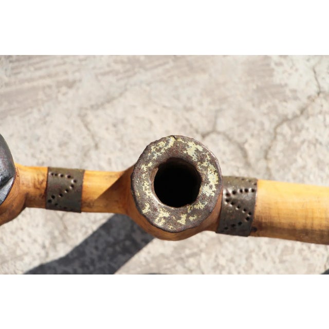 Brown 1950s Angola Ovimbundu Zoomorphic Long Smoking Pipe For Sale - Image 8 of 13