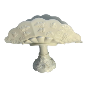 Vintage Ornate Westmoreland Milk Glass Folded Fruit Dish
