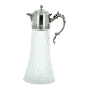 Large English Silver Plated Holding Top / Cut Glass Claret Jug / Pitcher