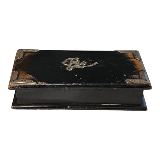 1897 Hallmarked English Silver Top Pin Box For Sale