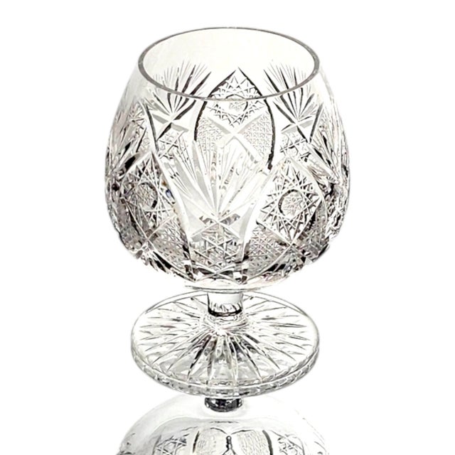 Traditional Chantilly Lace by Kusak Cut Glass Brandy Snifters Set of 4 For Sale - Image 3 of 4