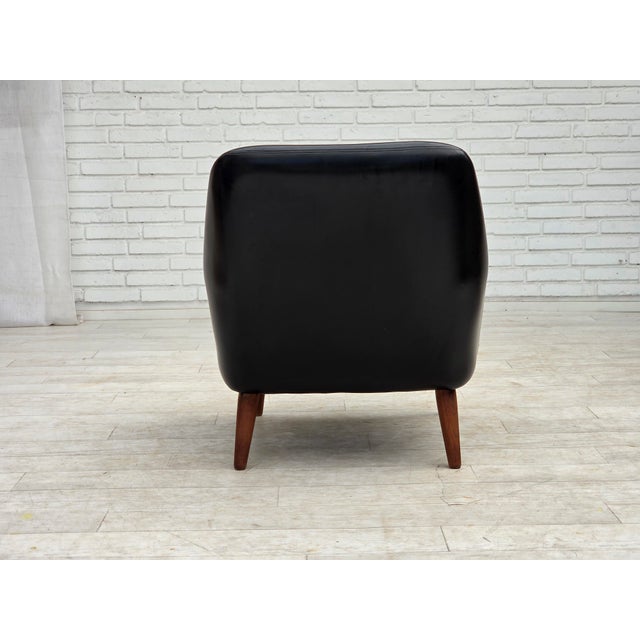 Danish Armchair in Artificial Leather and Teak Wood Legs, 1970s For Sale - Image 14 of 18