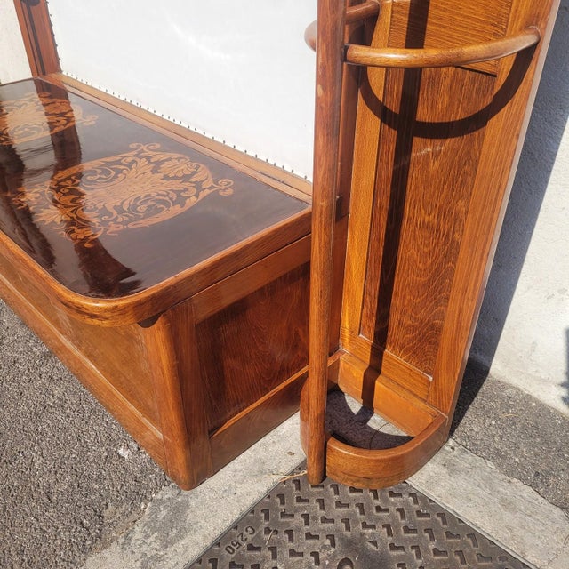 Wood Art Nouveau Wooden Entryway Coat Rack For Sale - Image 7 of 17