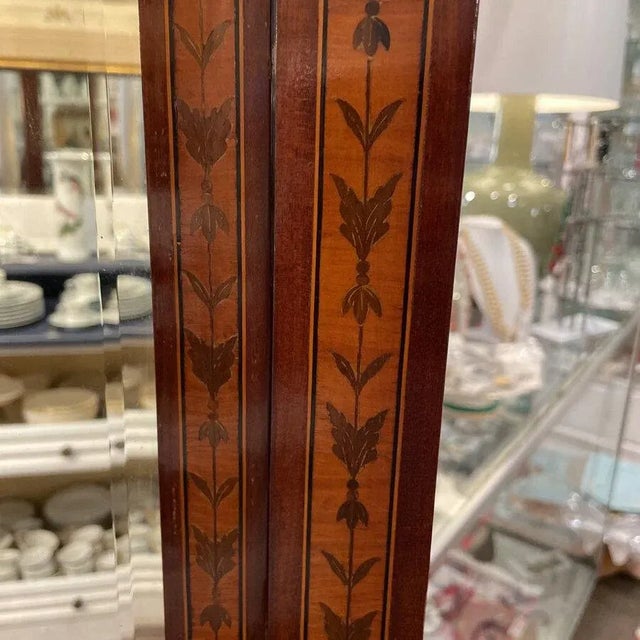 English Edwardian, Antique George III Style Mahogany/Satin Wood Cheval Mirror For Sale - Image 3 of 8