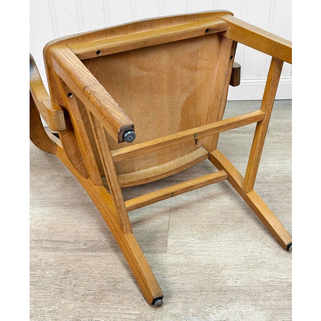 Antique Quartersawn Oak Library Bankers Desk Arm Chair For Sale - Image 10 of 10