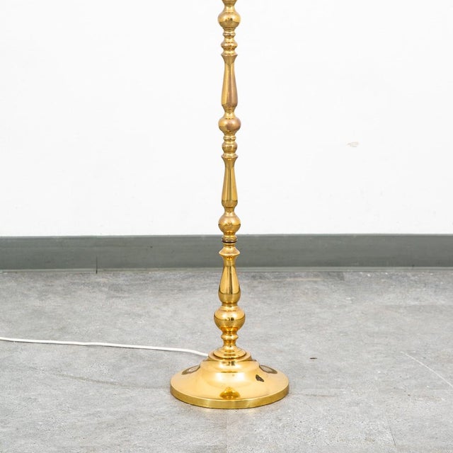 Vintage Mid Century Modern Floor Lamp Lighting Brass Gold Ribbed Maximalist For Sale - Image 9 of 12