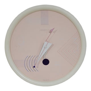1980s Postmodern Wall Clock by Niclo For Sale