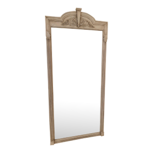 Early 20th Century French Country Mirror With Fluted Pilasters and Distressed Antique-White Finish