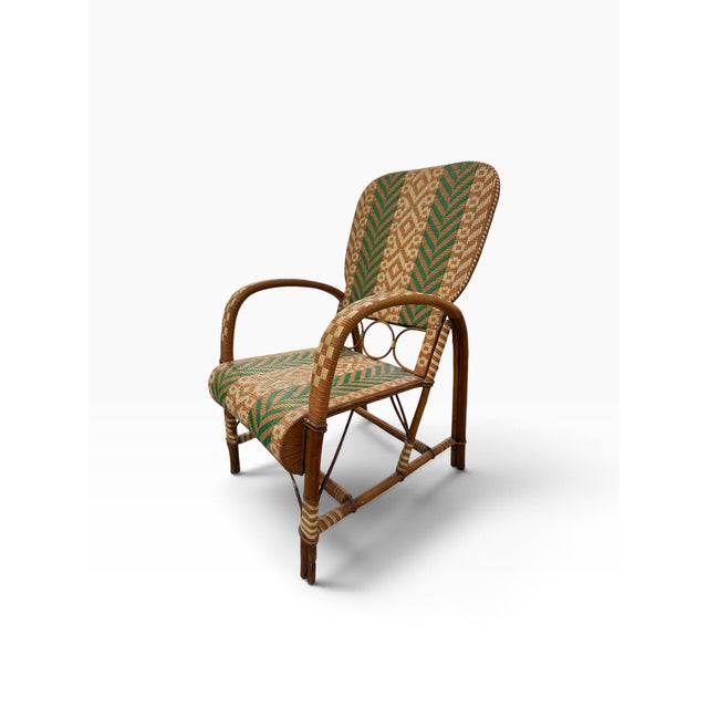 Rattan Armchairs in the style of Audoux Minet, France, 1950s, Set of 2 For Sale - Image 4 of 18