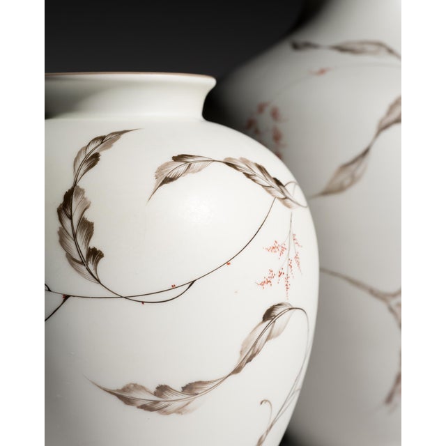 Silky Glazed Hand-Painted Vases by Fritz von Stockmayer for Rosenthal, 1940s, Set of 2 For Sale - Image 3 of 18