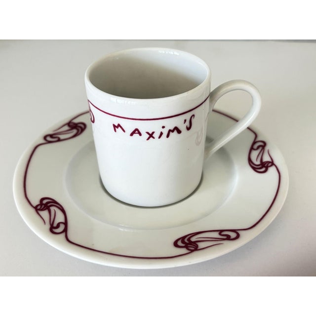Maxim’s de Paris Porcelain Espresso Cups and Saucers, Set of 2, Art Nouveau Style A charming set of espresso cups and...