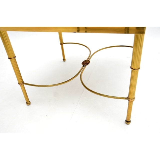 Gold Vintage French Brass and Marble Coffee Table, 1950 For Sale - Image 8 of 10