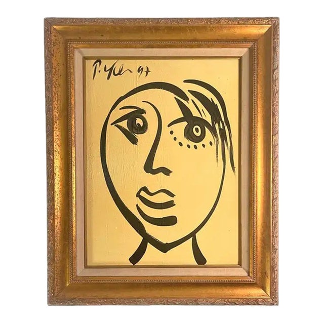 1990s Peter Robert Keil Gold Framed Painting on Canvas Signed and Dated With Coa For Sale