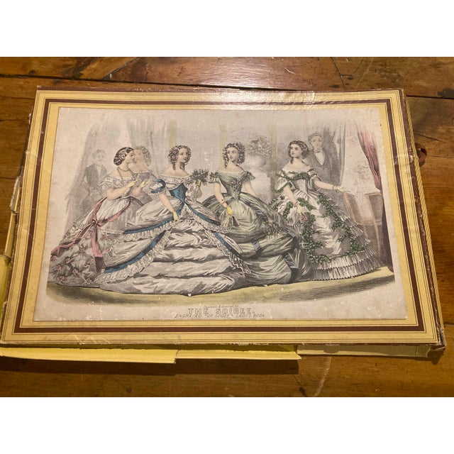 1860s Titled "The Soiree," Likely Featured in Godey's Lady's Book. Print Was Engraved by the New York-Based Firm Capewell & Kimmel Fashion Era:1860 For Sale - Image 9 of 12