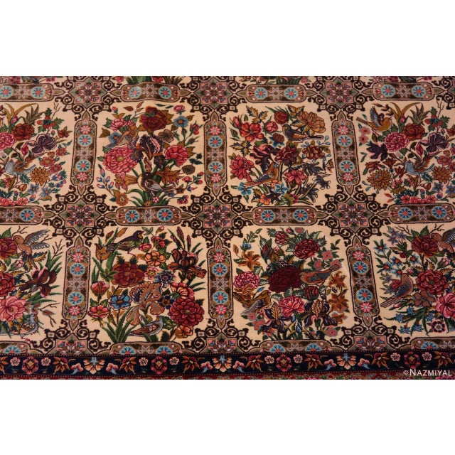 Nazmiyal Collection Vintage Garden Design Silk Persian Qum Rug For Sale In New York - Image 6 of 8