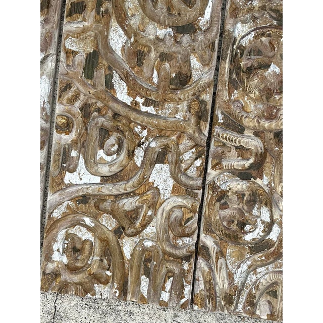 Vintage Carved Wood Panel Wall Sculpture - Set of 4 For Sale - Image 12 of 12