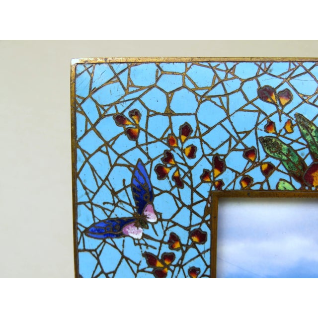 Metal Art Deco Picture Frame in Cloisonné Enamel & Brass For Sale - Image 7 of 16