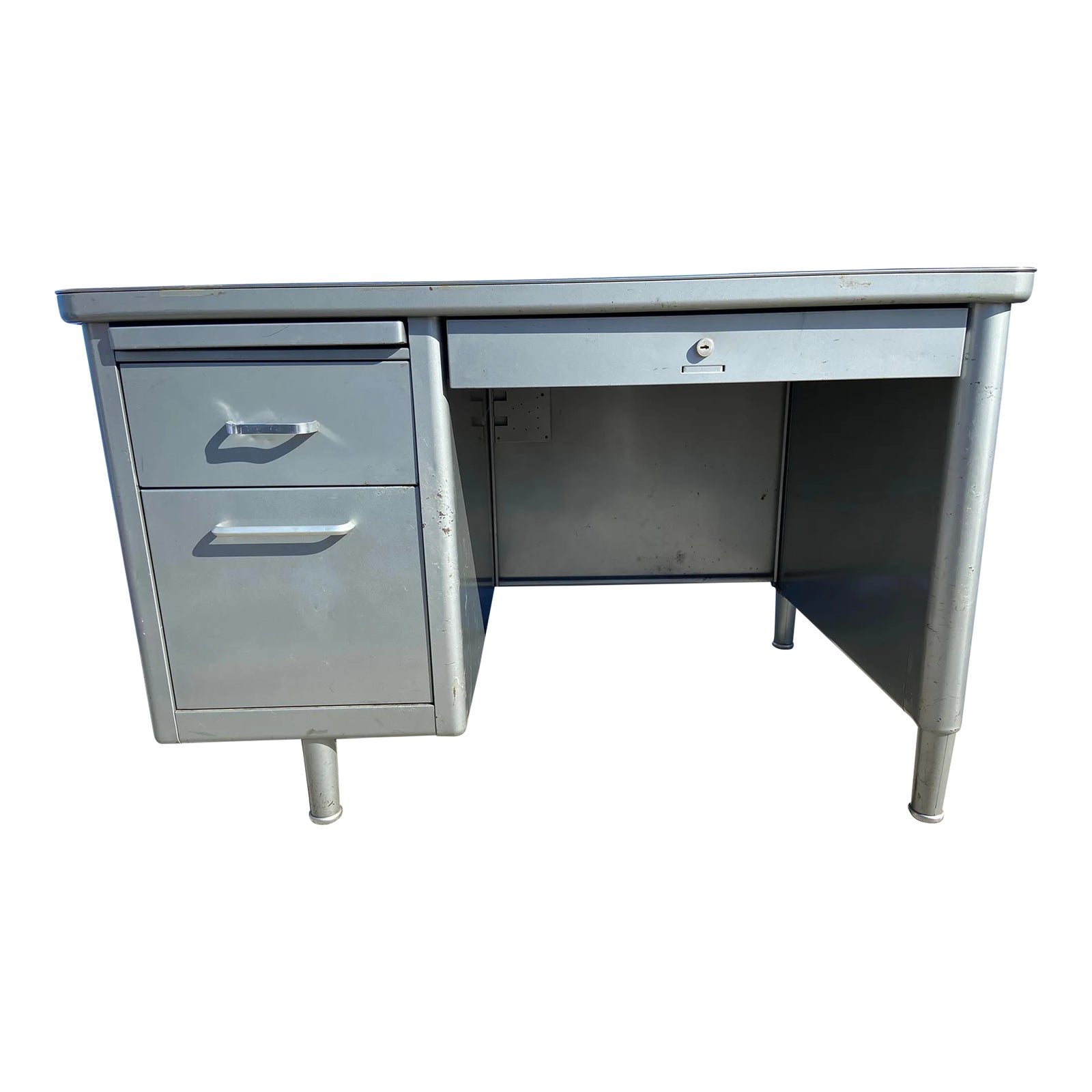 1960s Steelcase Vintage Mid Century Modern Tanker Desk | Chairish