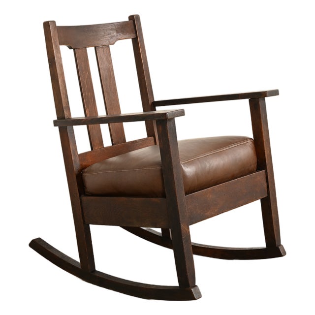 Limbert Antique Mission Oak Arts & Crafts Rocking Chair, Circa 1910 For Sale
