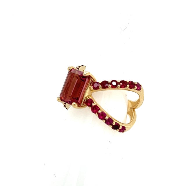2010s Natural Pink Tourmaline Ruby Ring 14k Y Gold 3.33 TCW Certified For Sale - Image 5 of 8