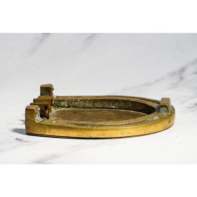Solid Brass Antique Horseshoe Ashtray Equestrian Catchall Untouched Patina Desk Dresser Horse Home Decor For Sale - Image 4 of 7